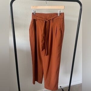 Madewell Brick Colored High-Waist Tie-Belt Dress Pants